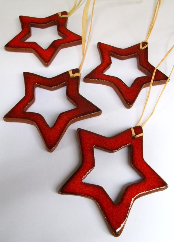 Bored Red Star For Christmas Decoration Ornaments Gift Tag